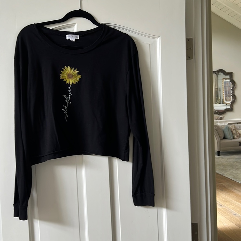 Wildflower Black Long Sleeve Tee